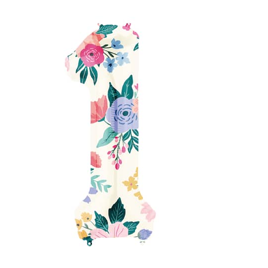34" Floral Number Foil Balloon